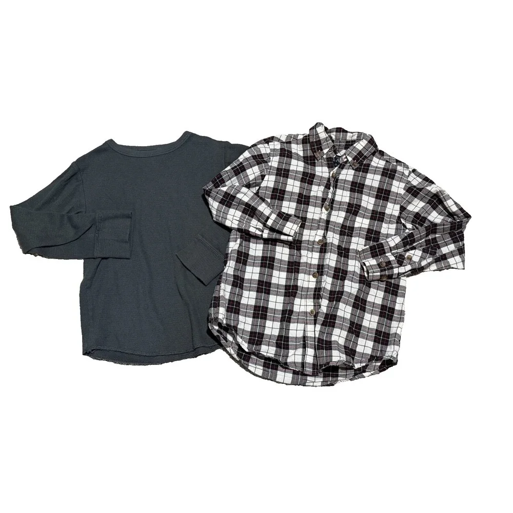 Lot of 2 Children's Place Long Sleeve Button up‎ & Long Sleeve Henley Size 5/6